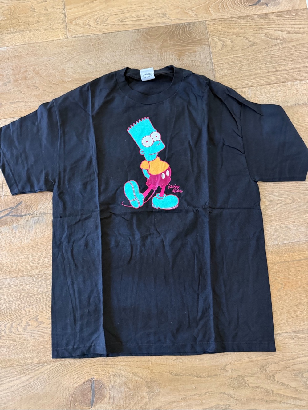 Black Men’s Graphic Bart Simpson Tee with Neon Print